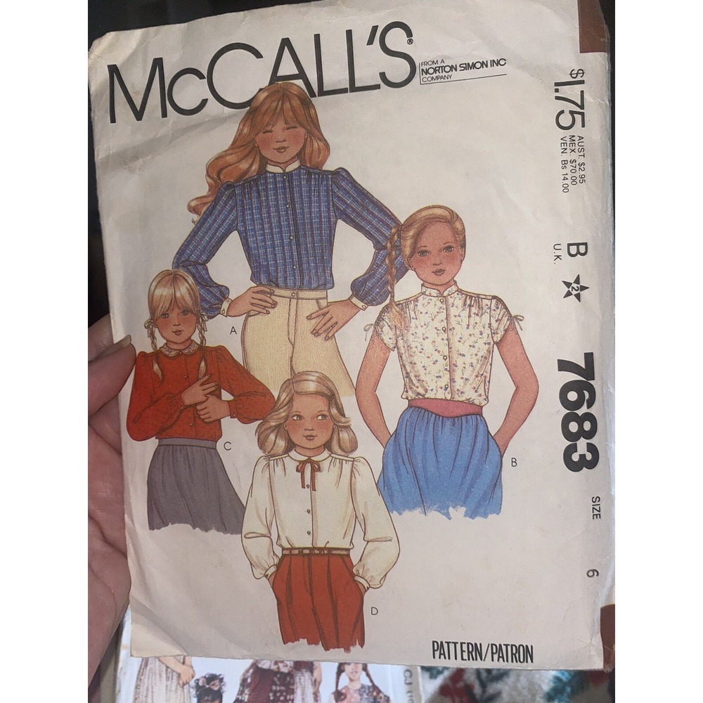Vintage 1981 McCalls Girls Blouse Sewing Pattern 7683 Cut & Complete Size 6